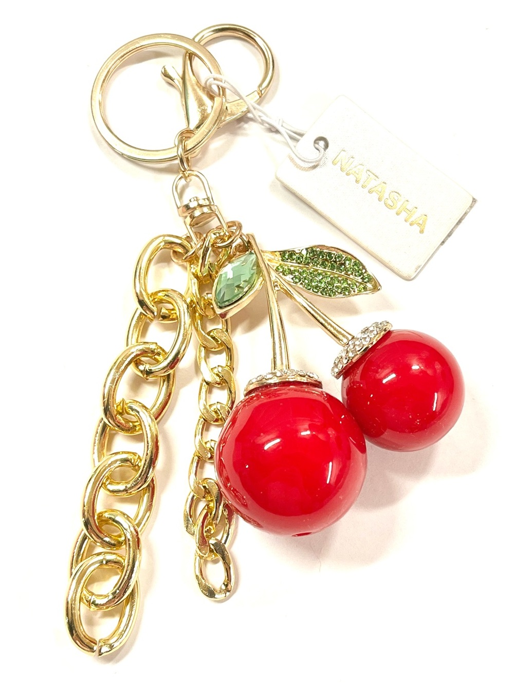 Natasha Cherry Chain Bag Charm NWT
